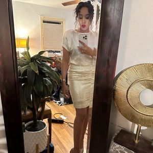 Vintage sequin crème skirt set